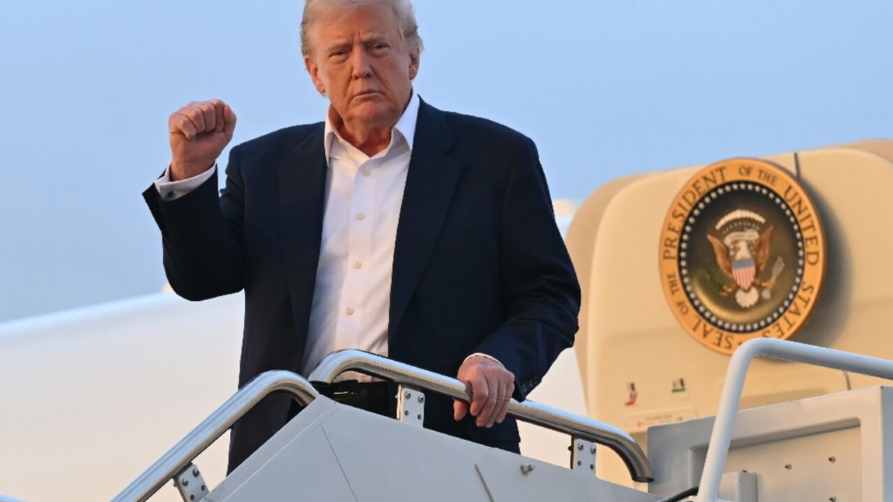 US President Donald Trump disembarks from Air Force One at Joint Base Andrews in Maryland on May 4, 2025