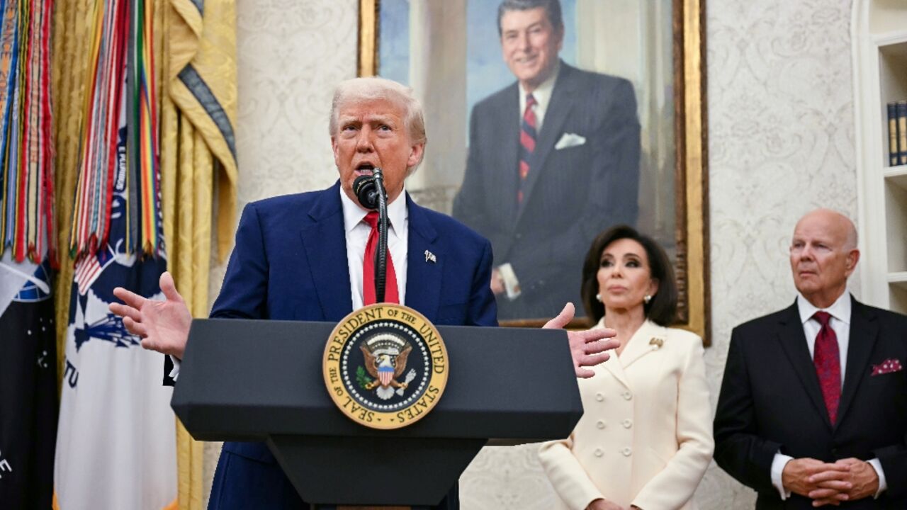 US President Donald Trump speaks at the White House