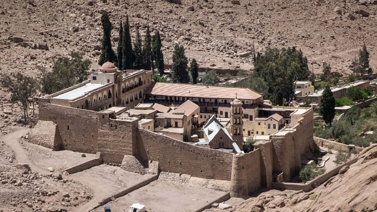 A 2017 picture of the 6th century Saint Catherine's monastery, established at the biblical site of the burning bush in the Sinai