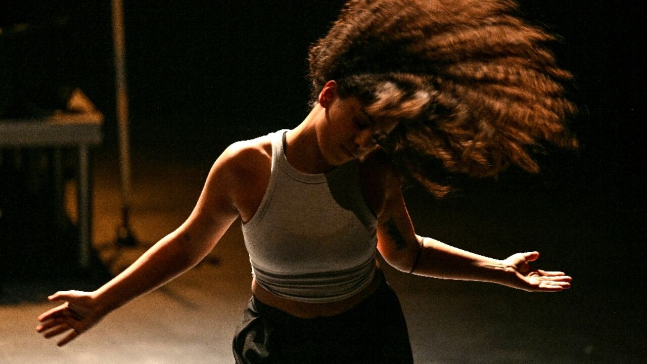 An actor performs in 'When I Saw the Sea', a play by Lebanese director Ali Chahrour, at a theatre in Beirut