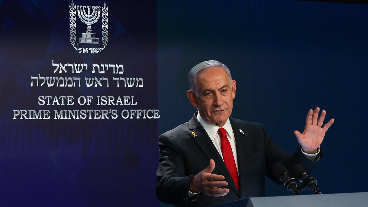 Israeli Prime Minister Benjamin Netanyahu gives a press conference in Jerusalem, on May 21, 2025. 