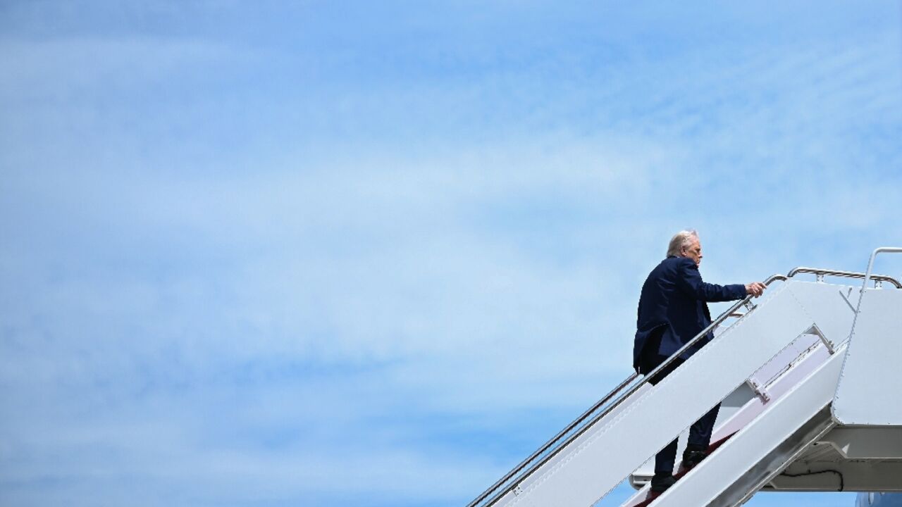 US President Donald Trump boards Air Force One at Joint Base Andrews in Maryland on May 12, 2025