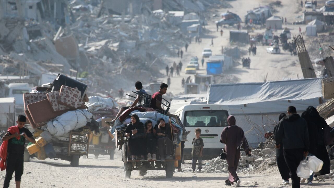 Palestinians have been forced to move from the northern Gaza Strip amid Israeli strikes