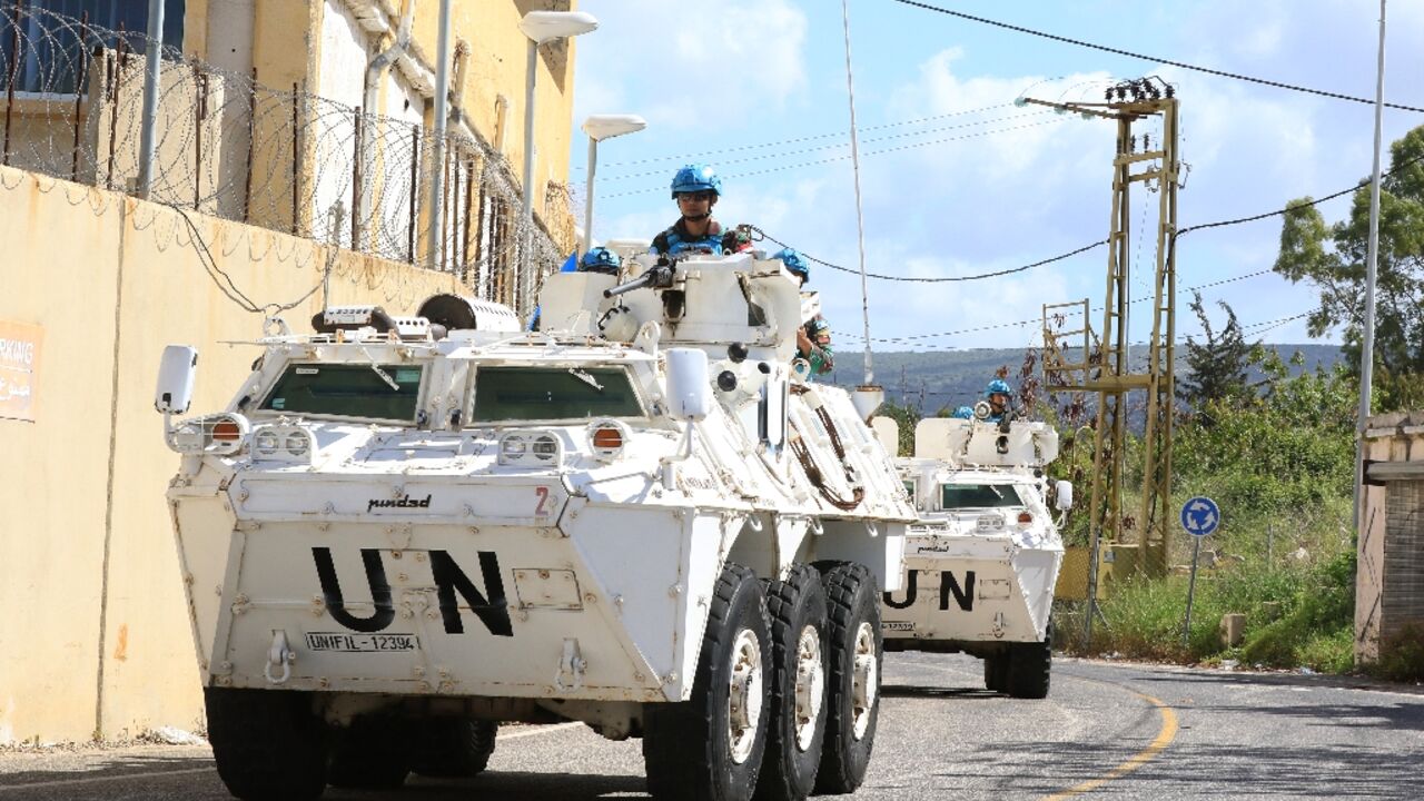 A UNIFIL patrol in south Lebanon near the border with Israel