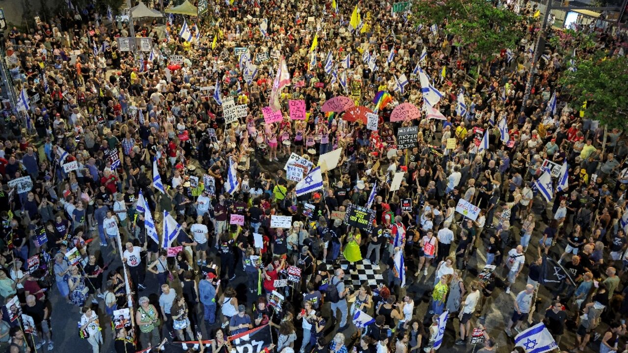 A crowd of thousands rallied in Tel Aviv for the hostages