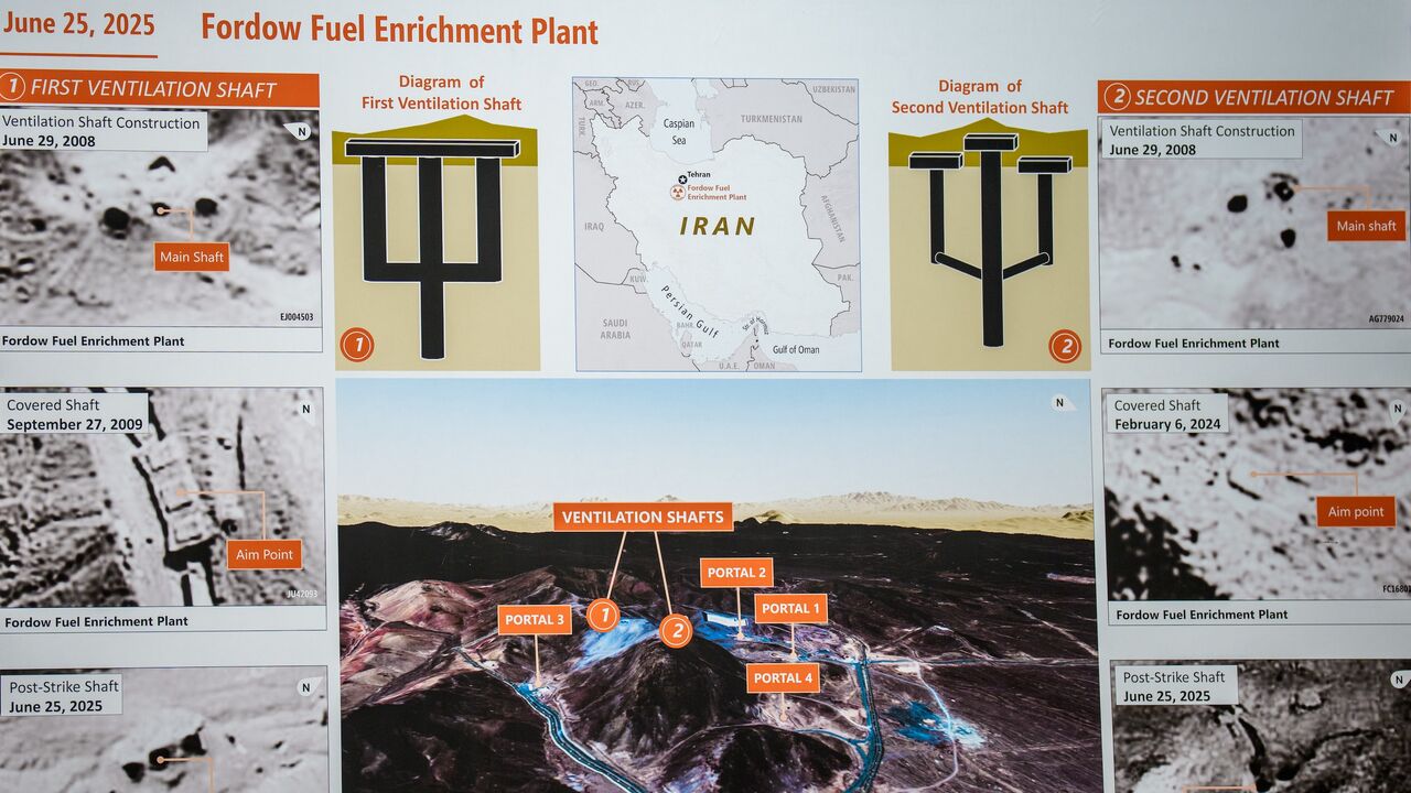 A poster of the Fordow Fuel Enrichment Plant.