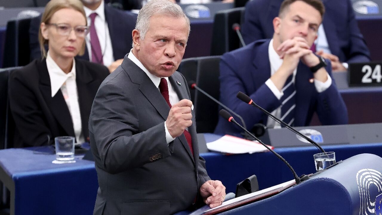 Jordan's King Abdullah II addressed the European Parliament as arch-foes Iran and Israel traded fire for a fifth day