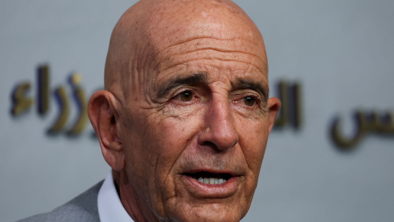 U.S. Ambassador to Turkey and U.S. special envoy for Syria Thomas Barrack speaks after meeting with Lebanese Prime Minister Nawaf Salam, in Beirut, Lebanon July 21, 2025. REUTERS/Mohamed Azakir/File Photo