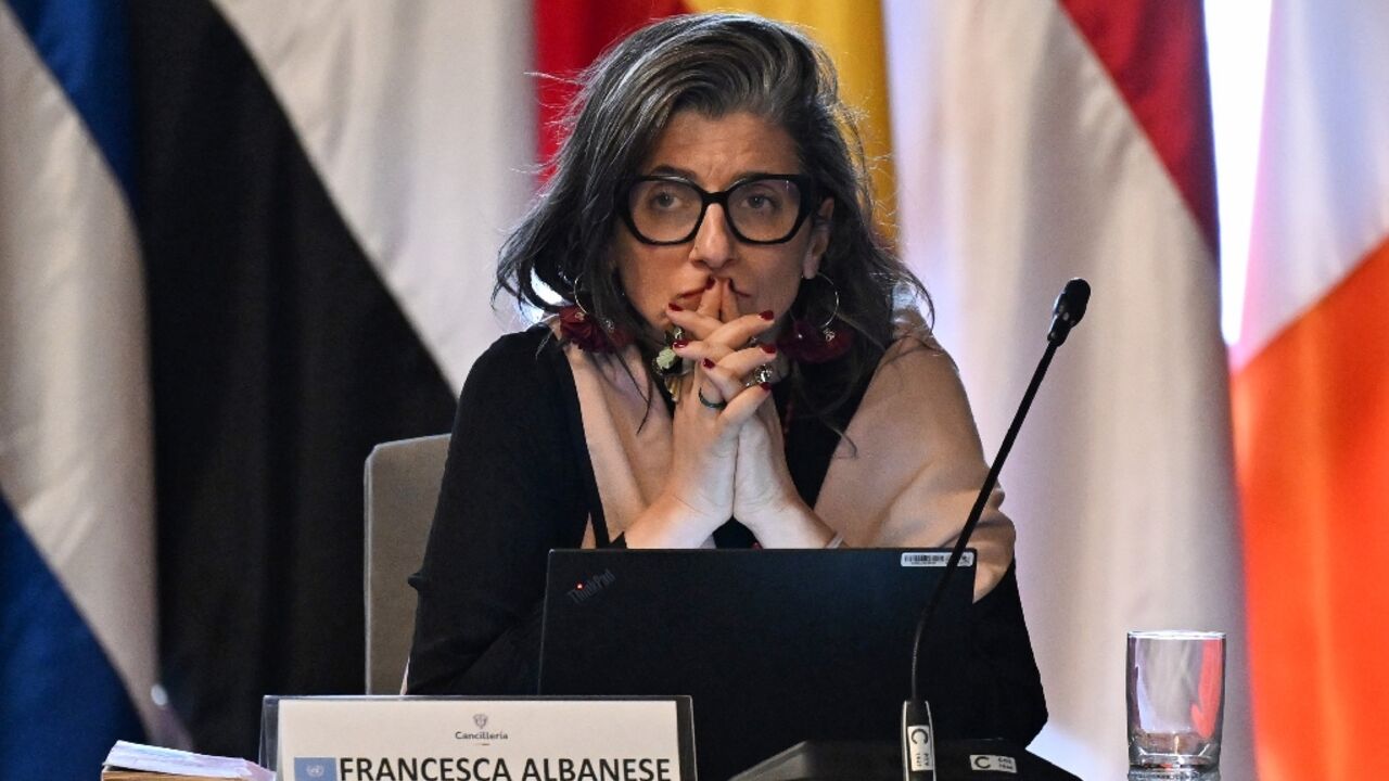 The UN Special Rapporteur on the occupied Palestinian Territories Francesca Albanese said Tuesday that Washington's sanctions -- following her criticism of the White House's stance on Gaza -- are a 'violation' of her immunity