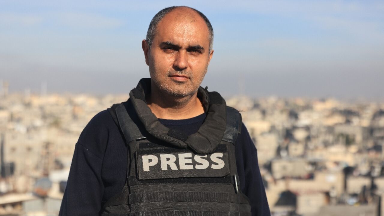 AFP video journalist Youssef Hassouna, pictured here in January 2024, says his main difficulty is accessing food to feed himself and his family