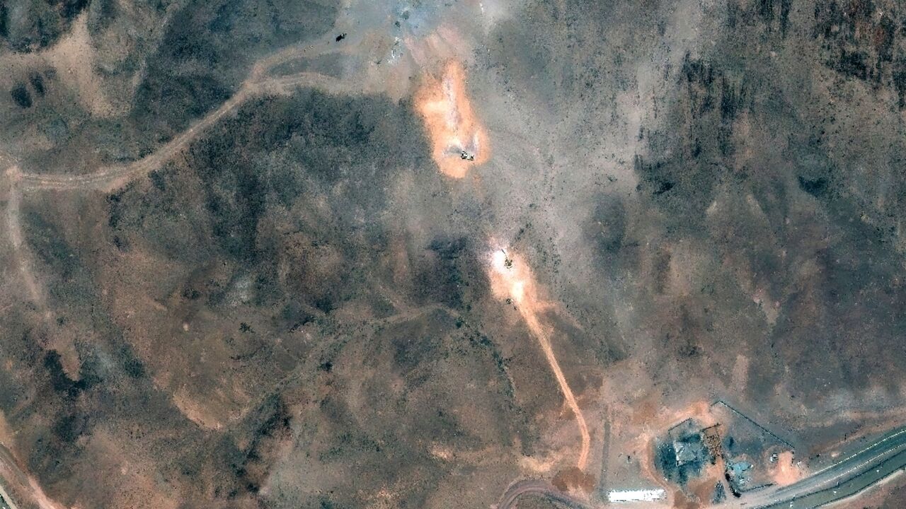 Satellite image of Iran's Fordo uranium enrichment plant dated July 1 following US air strikes
