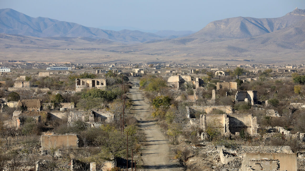 FILE PHOTO: A general view shows Agdam town in the region of Nagorno-Karabakh, November 24, 2020. Picture taken November 24, 2020. REUTERS/Aziz Karimov/File Photo