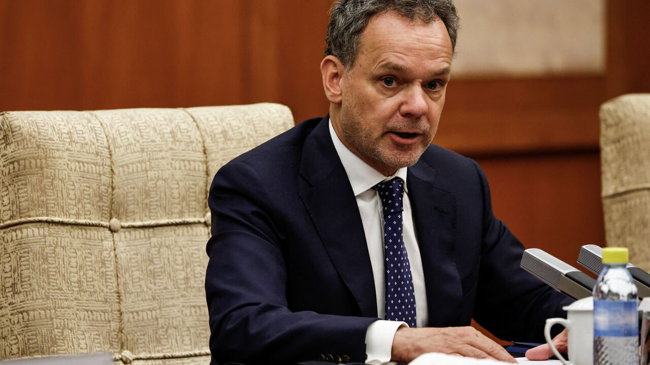FILE PHOTO: Dutch Foreign Minister Caspar Veldkamp speaks during a meeting with Chinese Foreign Minister Wang Yi (not pictured) at the Diaoyutai State Guesthouse in Beijing, China May 22, 2025. REUTERS/Tingshu Wang/Pool/File Photo