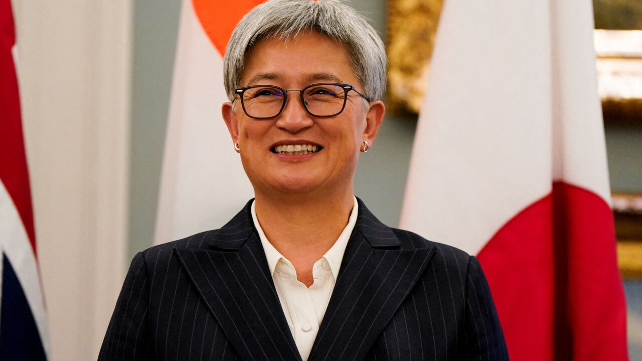 FILE PHOTO: Australian Foreign Minister Penny Wong looks on as she meets with U.S. Secretary of State Marco Rubio, Indian External Affairs Minister Dr. Subrahmanyam Jaishankar and Japanese Foreign Minister Iwaya Takeshi at the State Department in Washington, U.S., January 21, 2025. REUTERS/Elizabeth Frantz/File Photo
