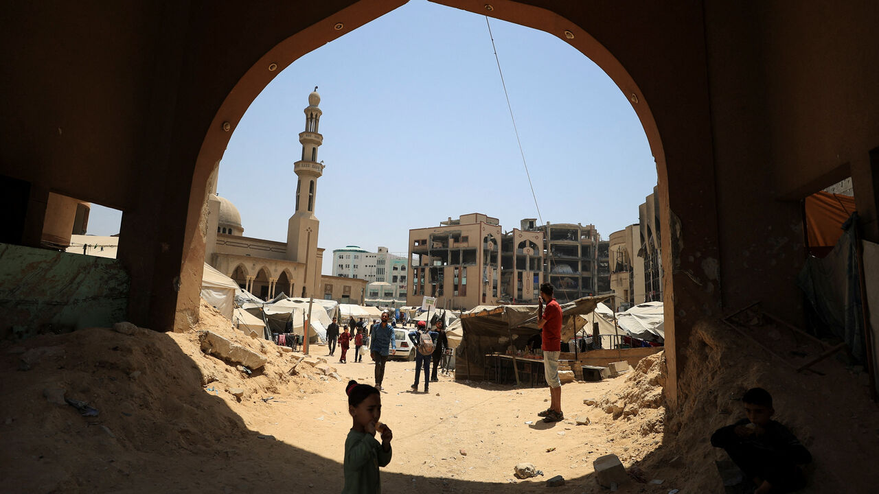Palestinians, displaced by the Israeli offensive, shelter inside the destroyed Islamic University of Gaza, in Gaza City, June 1, 2025. REUTERS/Dawoud Abu Alkas