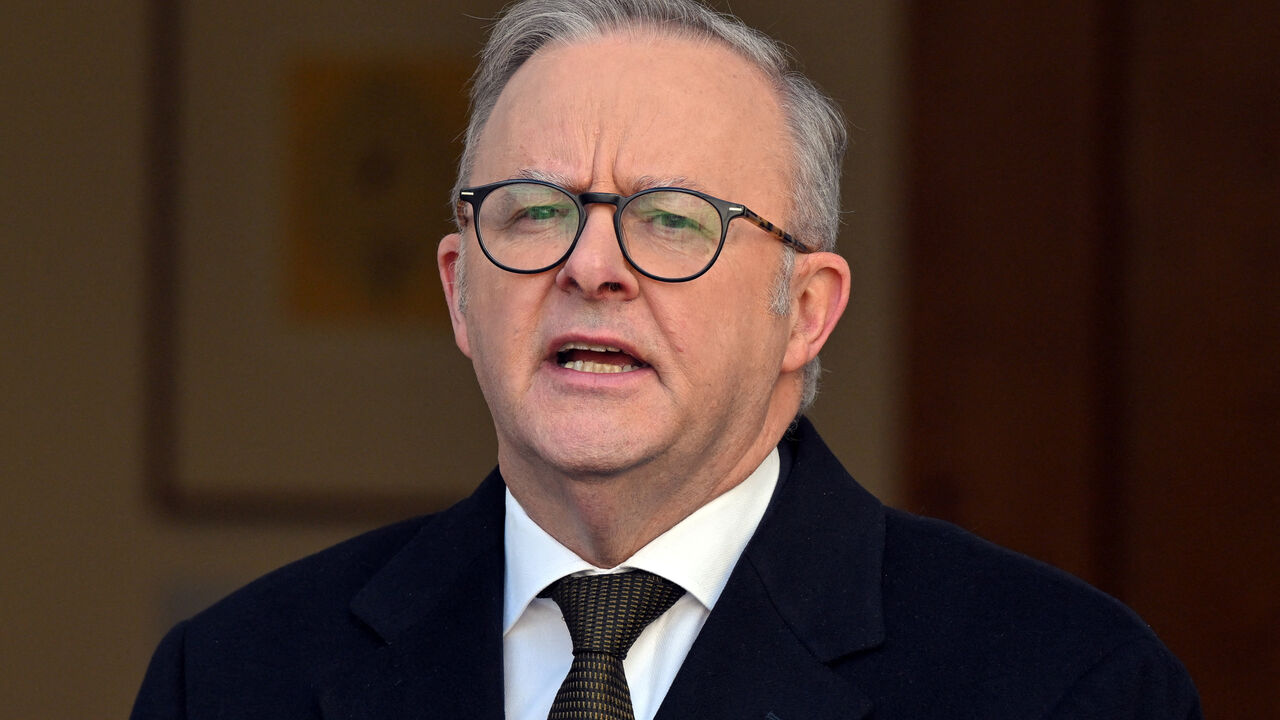FILE PHOTO: Australian Prime Minister Anthony Albanese speaks at a press conference at Parliament House in Canberra, Australia , August 11, 2025. AAP/Mick Tsikas via REUTERS/File Photo