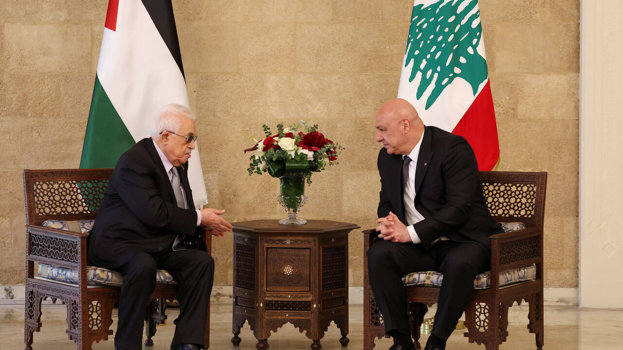 Lebanese President Joseph Aoun meets with Palestinian President Mahmoud Abbas at the presidential palace in Baabda, Lebanon May 21, 2025. REUTERS/Mohamed Azakir/File Photo