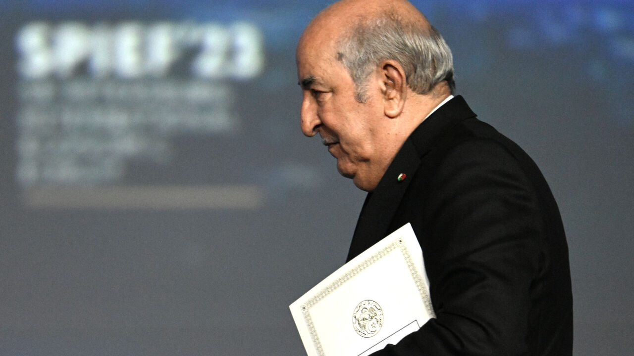 FILE PHOTO: Algerian President Abdelmadjid Tebboune attends a session of the St. Petersburg International Economic Forum (SPIEF) in Saint Petersburg, Russia, June 16, 2023. Pavel Bednyakov/Host photo agency RIA Novosti via REUTERS/File Photo