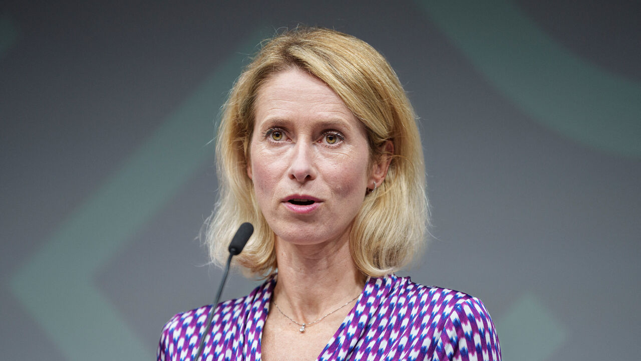 Vice-President of the European Commission Kaja Kallas speaks during a press conference after the informal EU defence ministers meeting in Copenhagen, Denmark, August 29, 2025.   Ritzau Scanpix/Liselotte Sabroe/via REUTERS