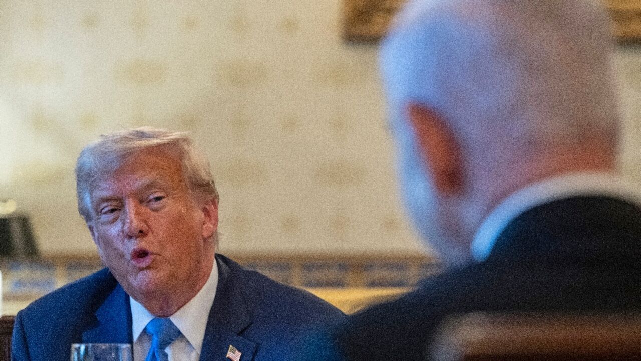 US President Donald Trump has decided it is up to Israeli Prime Minister Benjamin Netanyahu (R) how to proceed in Gaza