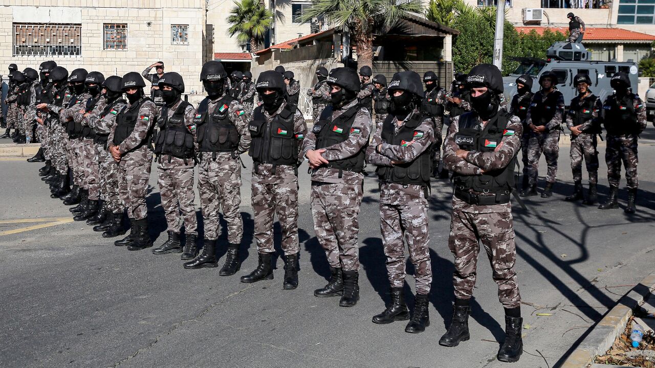 Jordanian security forces deploy during a demonstration near the US Embassy in the capital Amman in solidarity with the people of Gaza on Dec. 15, 2023.