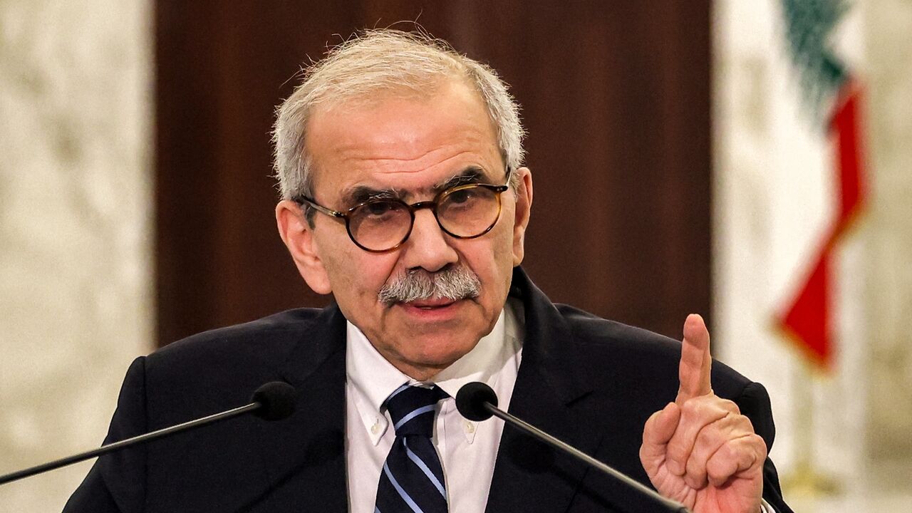 Lebanon's new Prime Minister-designate Nawaf Salam delivers a statement at the presidential palace in Baabda, east of Beirut, on Jan. 14, 2025. 
