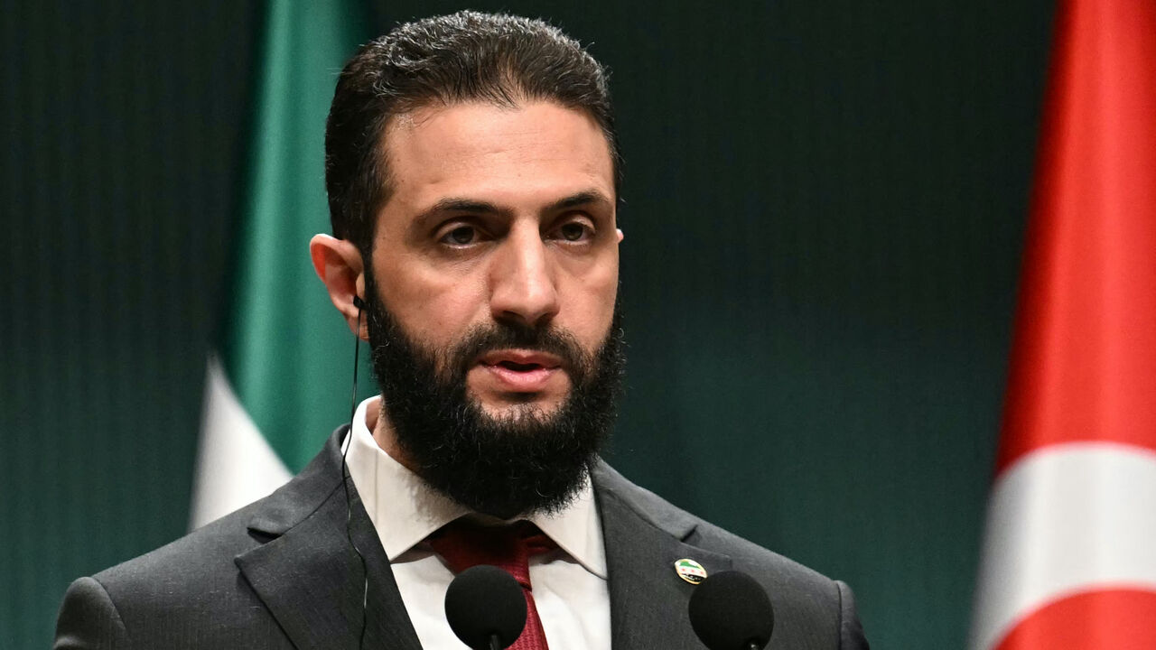 Syria's interim president Ahmed al-Sharaa holds a joint press conference with the Turkish president following their meeting at the Presidential Palace in Ankara, on Feb. 4, 2025. 