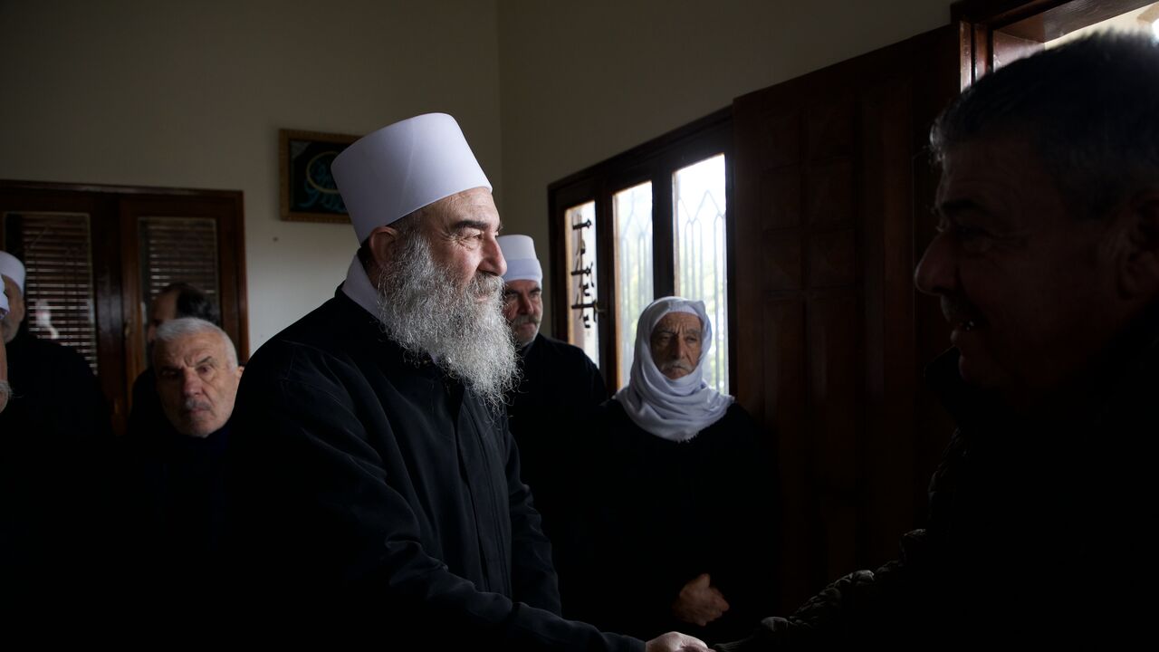 Druze religious leader Hikmat al-Hijri is pictured on Dec. 28, 2024, Suwayda, Syria. 