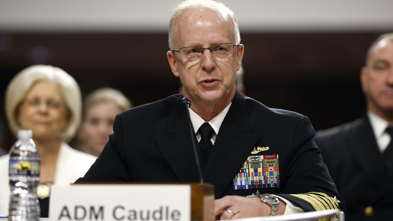 Admiral Daryl Caudle, President Donald Trump’s nominee to be Chief of Naval Operations, testifies during his Senate Armed Services Committee confirmation hearing in the Dirksen Senate Office Building on July 24, 2025 in Washington, DC. 