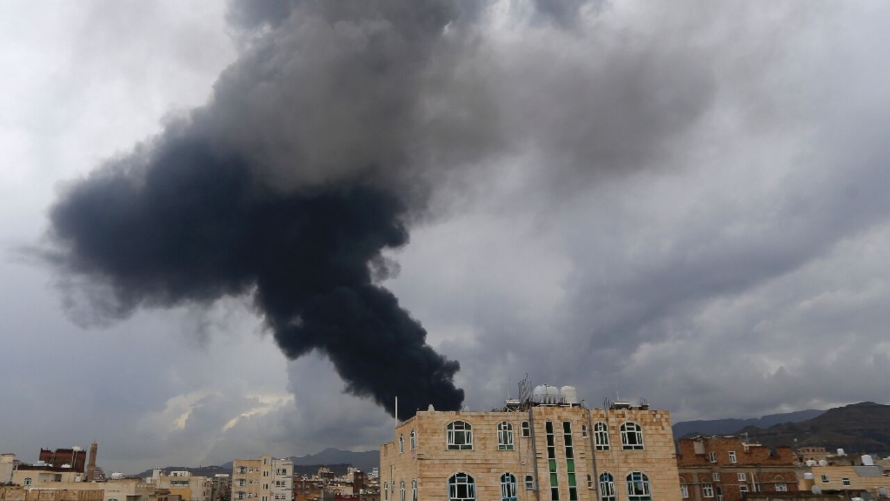 Israel carried out air strikes in Yemen's capital Sanaa on Sunday that the country's Huthi rebels said killed two people