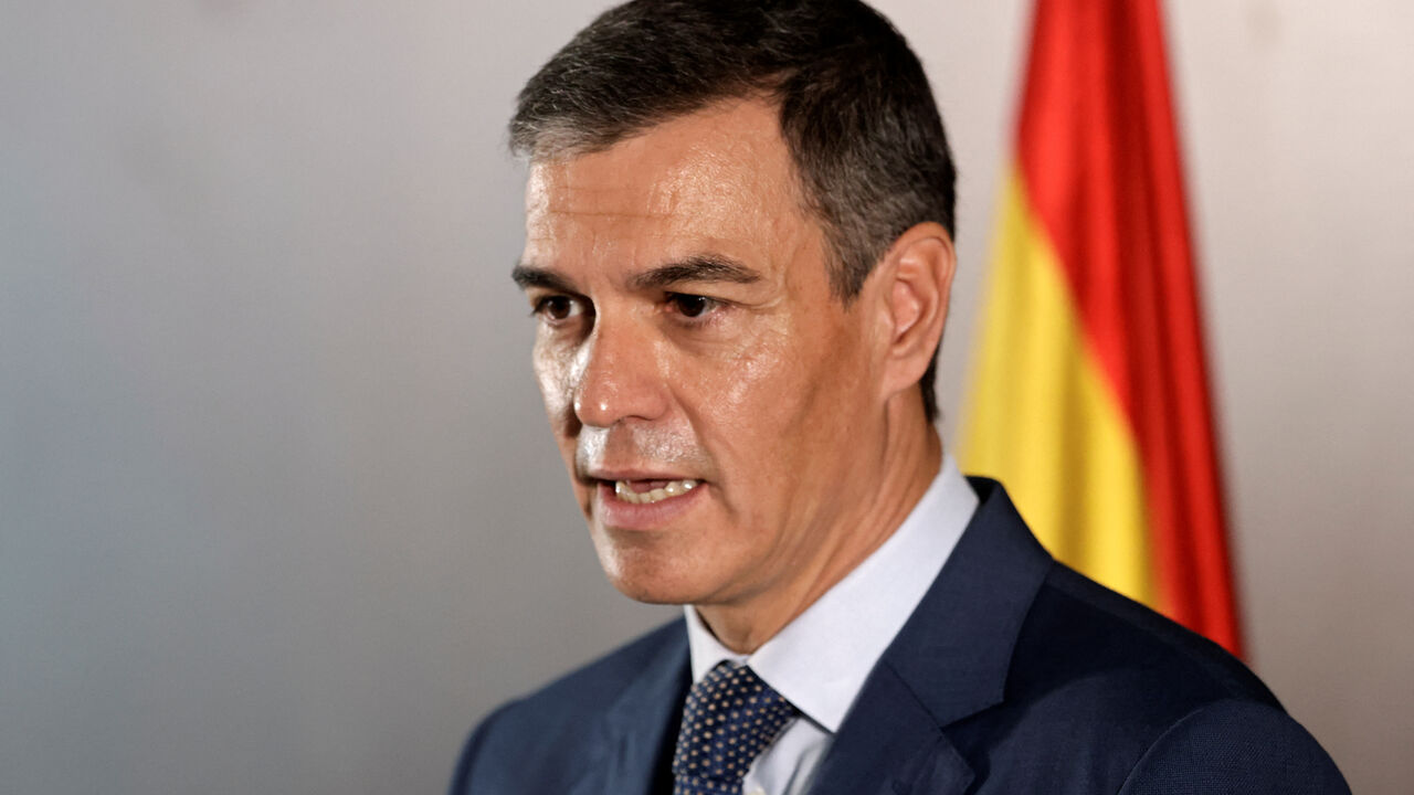 Spanish Prime Minister Pedro Sanchez speaks at a press conference in Kunshan, Jiangsu province, China September 11, 2024. REUTERS/Xihao Jiang