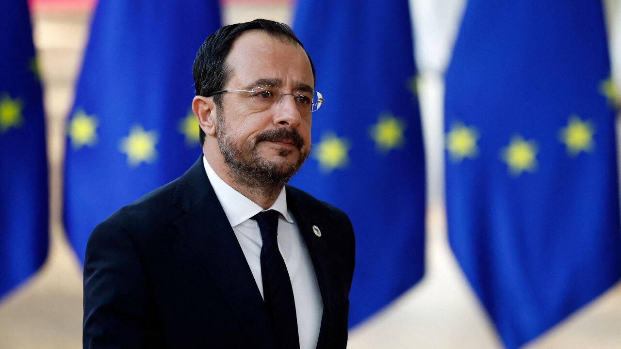 FILE PHOTO: Cyprus President Nikos Christodoulides attends a European Union leaders summit to discuss Ukraine and European defence, in Brussels, Belgium March 6, 2025. REUTERS/Stephanie Lecocq/File Photo