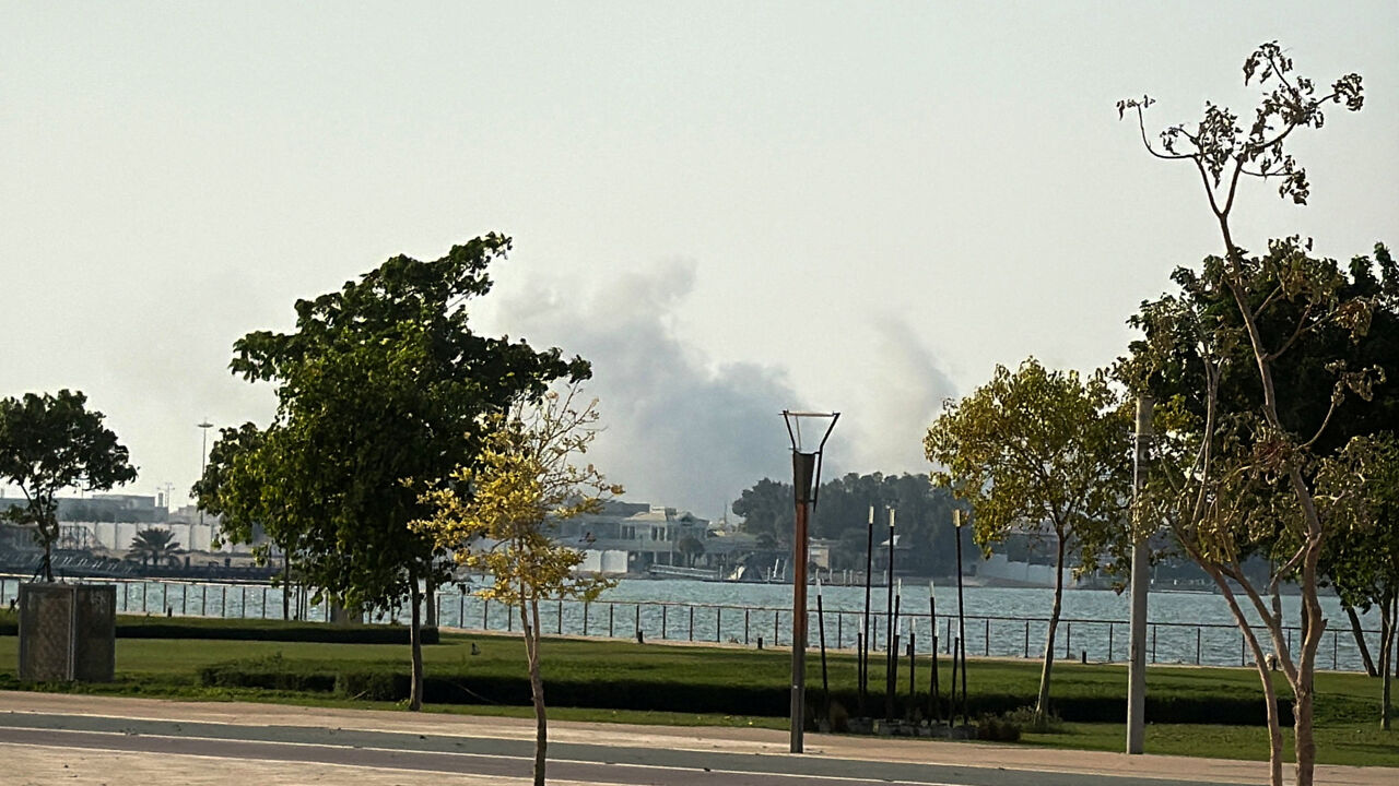 Smoke rises after several blasts were heard in Doha, Qatar, September 9, 2025. REUTERS/Ibraheem Abu Mustafa