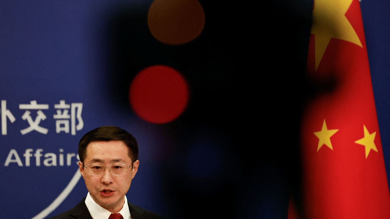 FILE PHOTO: Chinese Foreign Ministry spokesperson Lin Jian attends a press conference in Beijing, China April 10, 2025. REUTERS/Tingshu Wang/File photo