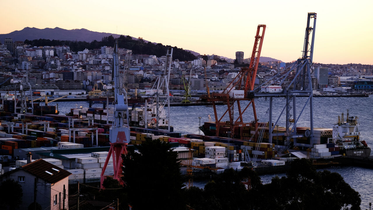 FILE PHOTO: Containers are seen in the Port of Vigo, Spain, March 13, 2025. REUTERS/Nacho Doce/File Photo