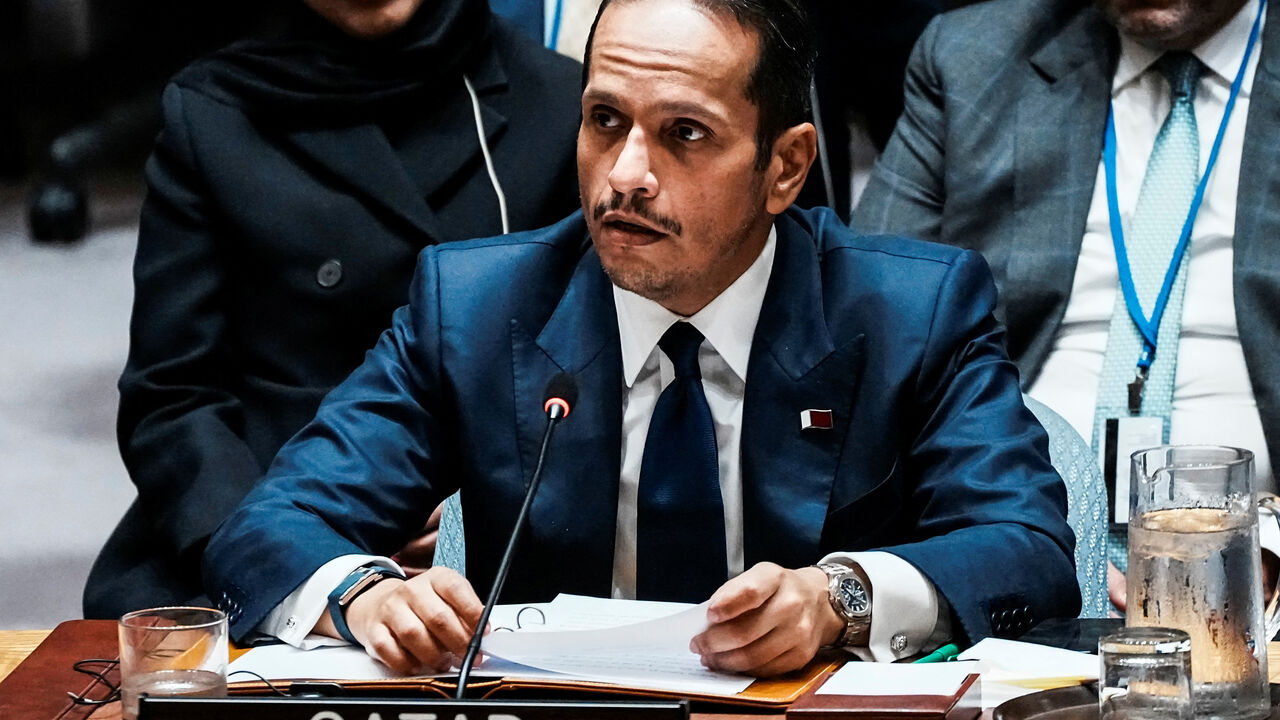 Qatar's Prime Minister and Minister for Foreign Affairs Sheikh Mohammed bin Abdulrahman bin Jassim Al-Thani addresses to delegates during an emergency meeting of the United Nations Security Council, following an Israeli attack on Hamas leaders in Doha, Qatar, at U.N. headquarters in New York City, U.S., September 11, 2025. REUTERS/Eduardo Munoz