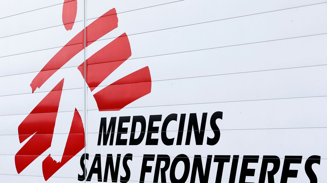 FILE PHOTO: The logo of Medecins Sans Frontieres (MSF - Doctors Without Borders) is seen at the international medical humanitarian organisation MSF logistique centre in Merignac near Bordeaux, France, December 6, 2018. REUTERS/Regis Duvignau/File Photo