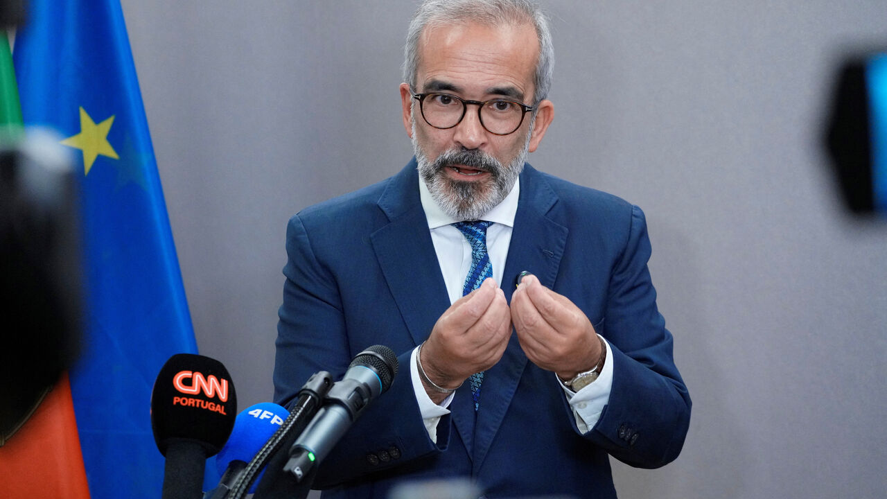 Portugal's Foreign Minister Paulo Rangel announces that the Portuguese government recognizes a Palestinian state, during a statement ahead of the United Nations General Assembly in New York, U.S., September 21, 2025.  REUTERS/Eduardo Munoz