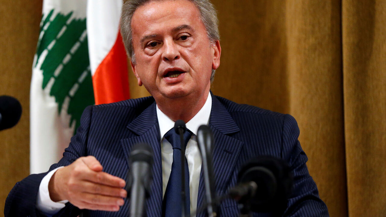 FILE PHOTO: Lebanon's Central Bank Governor Riad Salameh speaks during a news conference at Central Bank in Beirut, Lebanon, November 11, 2019. REUTERS/Mohamed Azakir/ File Photo
