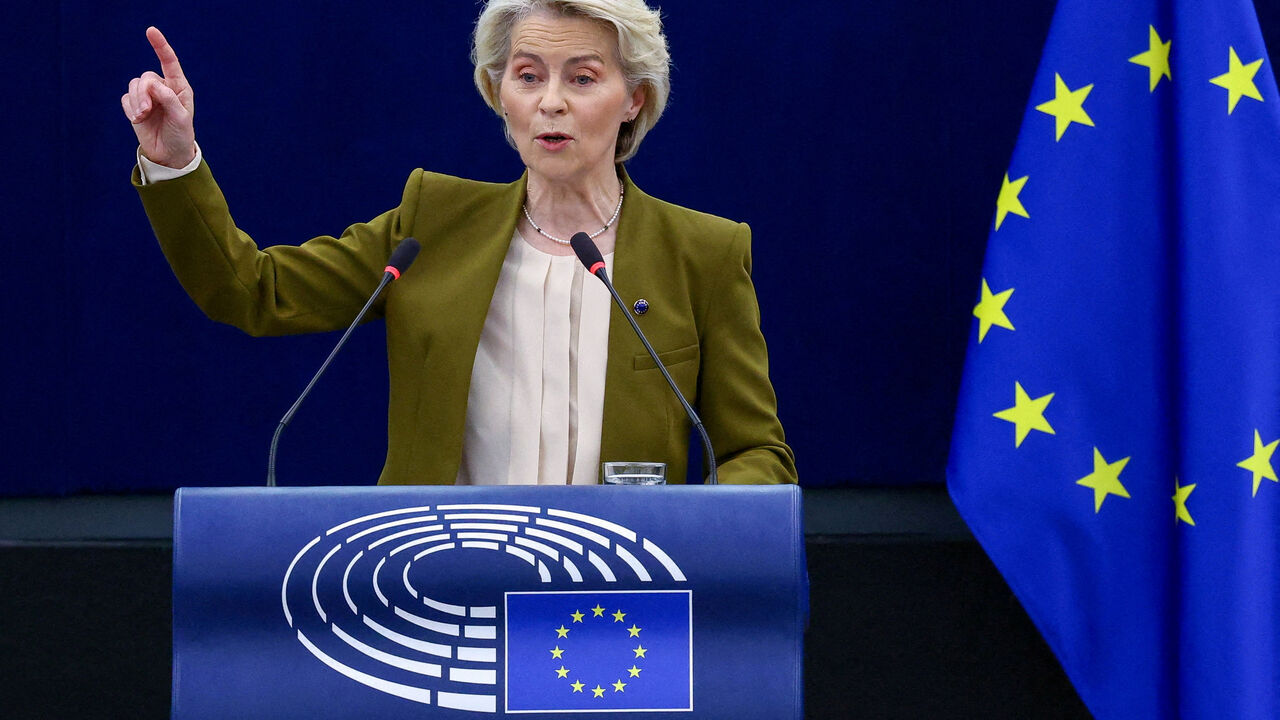 European Commission President Ursula von der Leyen delivers the State of the European Union address to the European Parliament, in Strasbourg, France, September 10, 2025. REUTERS/Yves Herman