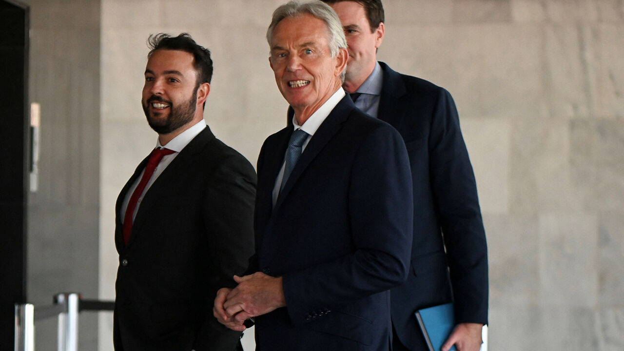 Former British Prime Minister Tony Blair arrives for a meeting with Brazilian President Luiz Inacio Lula da Silva at Planalto palace in Brasilia, Brazil July 22, 2024. REUTERS/Andressa Anholete