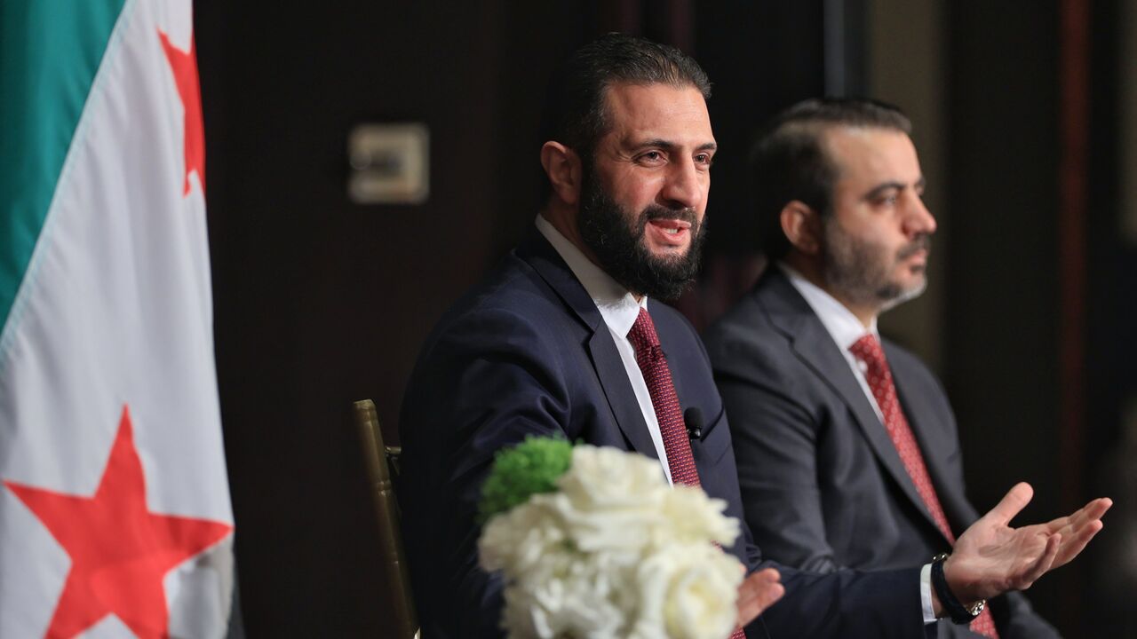 Syrian President Ahmed al-Sharaa meets in New York City with a delegation from the Syrian community in the United States, Sept. 22, 2025.