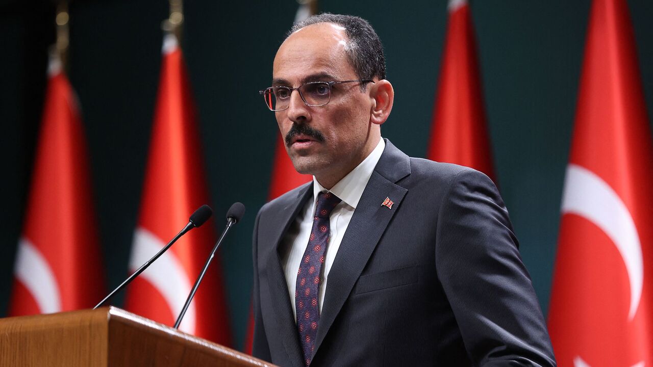 Turkish Presidential spokesperson Ibrahim Kalin gives a press conference following talks with Sweden and Finland over their bids to join NATO at the Presidential Complex in Ankara, on May 25, 2022. 