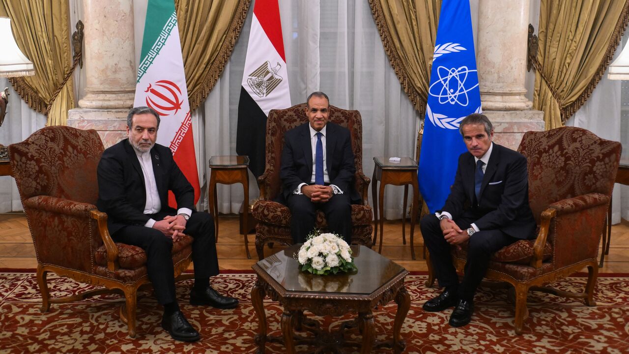 Egypt's Foreign Minister Badr Abdelatty (C) meets with his Iranian counterpart Abbas Araqchi (L) and Director General of the International Atomic Energy Agency (IAEA) Rafael Grossi in Cairo, on Sept. 9, 2025.