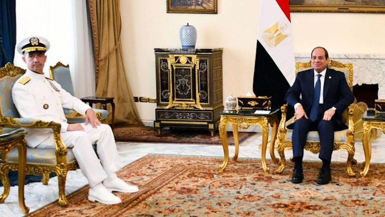 President Abdel Fattah El-Sisi received on Monday, Sept. 8, 2025, Commander of the United States Central Command Adm. Brad Cooper at Al-Ittihadiya Palace, in Cairo.