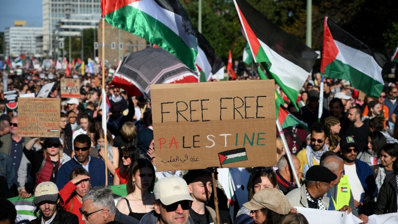 Large crowds joined a pro-Palestinian march in Berlin at the weekend 