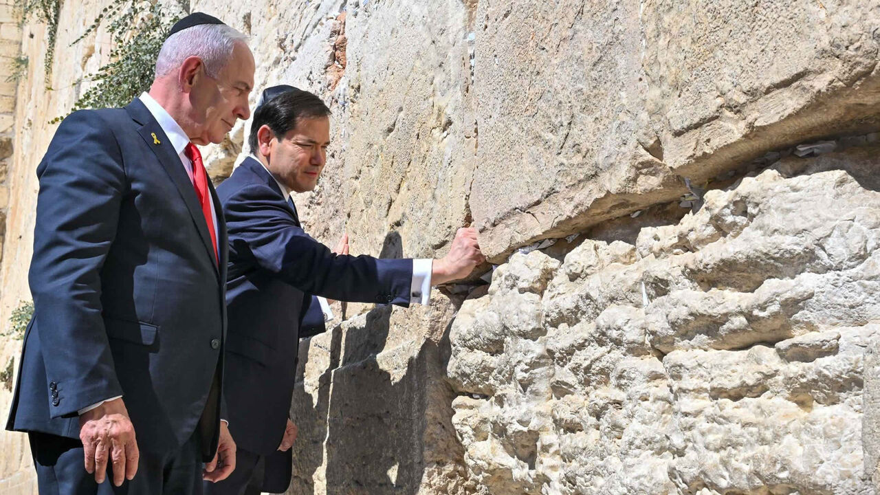Israeli Prime Minister Benjamin Netanyahu and US Secretary of State Marco Rubio at the Western Wall, Jerusalem, Sept. 14, 2025.