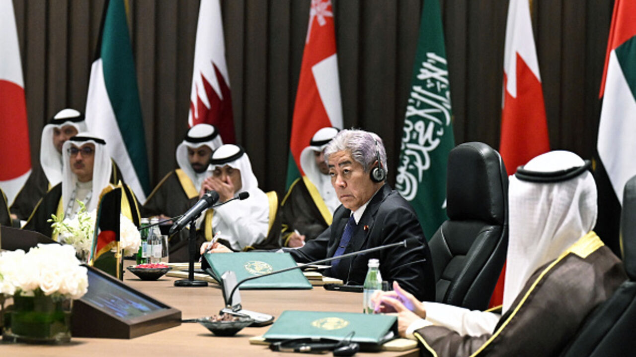 Japan's Foreign Minister Takeshi Iwaya attends the Gulf Cooperation Council (GCC) Foreign Ministers meeting in Kuwait City on September 1, 2025. (YASSER AL-ZAYYAT/AFP via Getty Images)