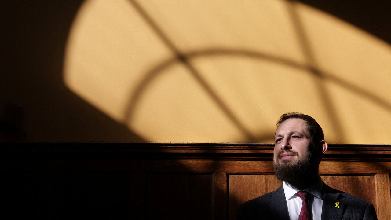 Rabbi Ben Kurzer poses for a portrait during an interview with Reuters, following an attack on a synagogue in Manchester, at a synagogue in London, Britain, October 6, 2025. REUTERS/Toby Melville