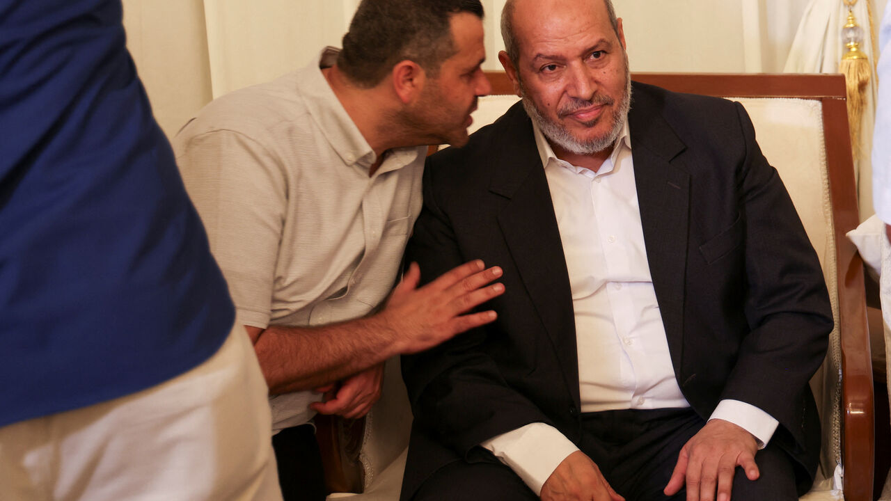 Hamas official Khalil Al-Hayya sits at a mourning house for assassinated Hamas chief Ismail Haniyeh in Doha, Qatar, August 2, 2024. REUTERS/Ibraheem Abu Mustafa